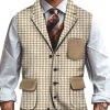 Men QMY Vest | Formal Men'S Suit Vest Houndstooth Lapel Waistcoat Photo Color