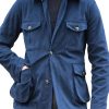 Men DJ Jacket | Retro Solid Color 4-Pocket Lace-Up Casual Jacket Blue