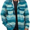 Men DJ Jacket | Vintage Wave Print Corduroy Double Pocket Single Breasted Jacket Blue