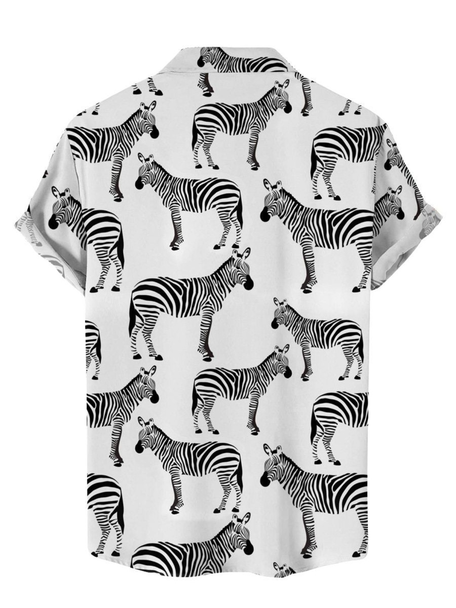 Men HLJ Shirts | Be Yourself Rainbow Zebra Short Sleeve Shirt White