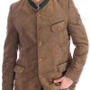 Men BXL Jacket | Men'S Vintage Suede Contrast Stand Collar Jacket Coat Khaki