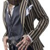 Men DJ Jacket | Vintage Three-Pocket Striped Print Casual Blazer Photo Color