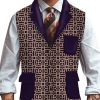 Men BXL Vest | Men'S Retro Geometric Print Multi-Pocket Casual Vest Purple