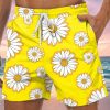 Men GYJ Shorts | Men'S Daisy Print Casual Shorts Yellow