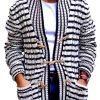 Men DJ Cardigan | Black And White Double-Pocket Casual Knitted Cardigan Photo Color