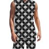 Men DJ Set | And White Smiley Print Tank Top And Shorts Set Black