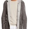 Men BXL Jacket | Suede Lambswool Paneled Double Pocket Stand Collar Casual Coat Gray