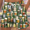 Men DJ Shorts | Retro Hawaiian Beer Party Print Pocket Lace Shorts Dark Green