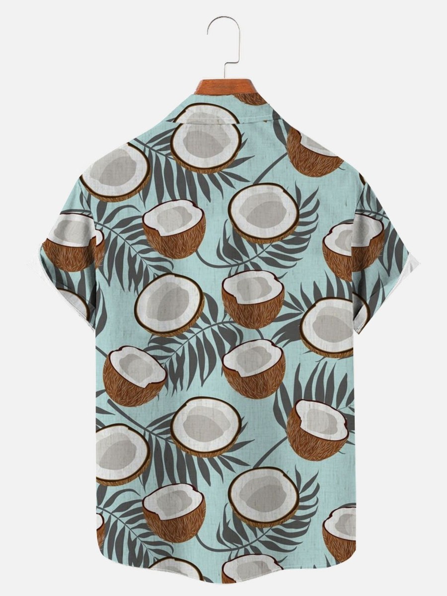 Men findercube Shirts | Men'S Hawaiian Coconut Print Short Sleeve Shirt Photo Color