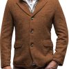 Men BXL Jacket | Retro Solid Color Woolen Lapel Casual Blazer Brown