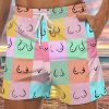 Men DJ Shorts | Rainbow Plaid And Boobs Print Casual Pocket Shorts Photo Color