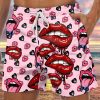 Men LJC Shorts | Sexy Lips Print Casual Track Shorts Pink