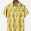 Men DJ Shirts | Banana Duck Chest Pocket Short Sleeve Casual Shirt Yellow