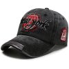 Accessories&Shoes HLJ | Washed Cloth Distressed Letter Embroidery Baseball Cap