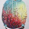 Men DJ T-Shirts | Men'S Art Flower Hooded Sweatshirt Photo Color