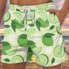 Men GYJ Bottoms | Lemon Print Hawaiian Lounge Shorts Light Green