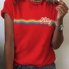 Women DJ | Lgbt Rainbow Wave Gradient Pride Ally Casual Print T-Shirt