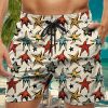 Men HWT Bottoms | Men'S Shorts Holiday Sexy Starfish Print Beach Shorts Beige