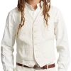 Men BXL Vest | Men'S Vintage Solid Color Twill Cotton Single-Breasted Suit Vest White