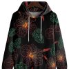 Men GYJ T-Shirts | Men'S Floral Print Casual Hoodie Black