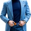 Men BXL Jacket | Men'S Vintage Herringbone Wool Lapel Casual Blazer Blue