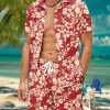 Men HWT Set | Men'S Sets Holiday Topical Hibiscus Print Two Piece Sets