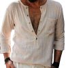 Men DJ Casual Long Sleeve Shirts | Half Placket Single Pocket Casual Long Sleeve Shirt Beige