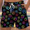 Men GYJ Shorts | Dog Paw Print Track Shorts Black