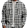 Men BXL Print Jacket | Men'S Retro Plaid Print Casual Shirt Jacket Black