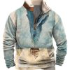 Men BXL T-Shirts | Men'S And Women'S Undersea Animal Zipper Fur Collar Sweatshirt Blue