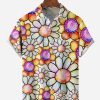 Men DJ Shirts | Floral Painting Chest Pocket Short Sleeve Hawaiian Shirt Yellow