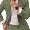 Men QMY Jacket | Casual Double Button Notch Lapel Blazer Green