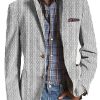 Men TH Print Jacket | Retro Line Lapel Three Pocket Casual Blazer White