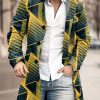 Men DJ Jacket | Gradient Line Geometric Print Stand Collar Single Breasted Double Pocket Jacket Photo Color