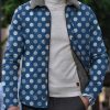 Men DJ Jacket | Retro Polka Dot Print Velvet Warm Lapel Jacket Blue