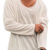 Men QMY Casual Shirts | Lightweight Loose Round Neck T-Shirt Beige