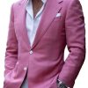 Men DJ Jacket | 3-Pocket Lapel Single-Breasted Blazer Pink