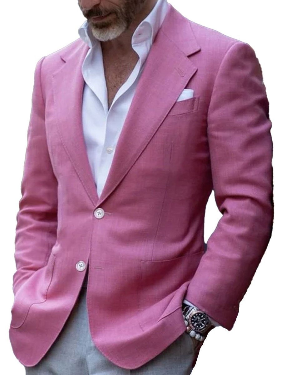 Men DJ Jacket | 3-Pocket Lapel Single-Breasted Blazer Pink