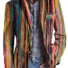 Men BXL Print Jacket | Men'S Colorful Striped Print Casual Multi-Pocket Blazer Photo Color