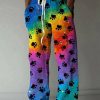 Men DJ Bottoms | Men'S Paw Rainbow Gradient Printed Casual Trousers Photo Color