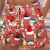 Men DJ Shorts | Cartoon Christmas Cocks Toy Printed Casual Lace-Up Shorts Red