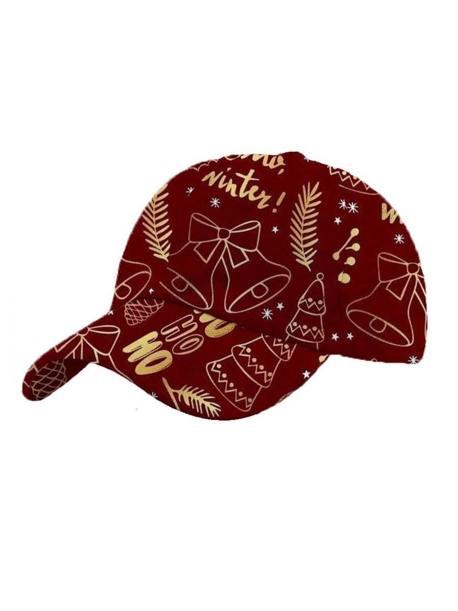 Accessories&Shoes DJ | Merry Christmas Print Unisex Adjustable Peaked Cap Red