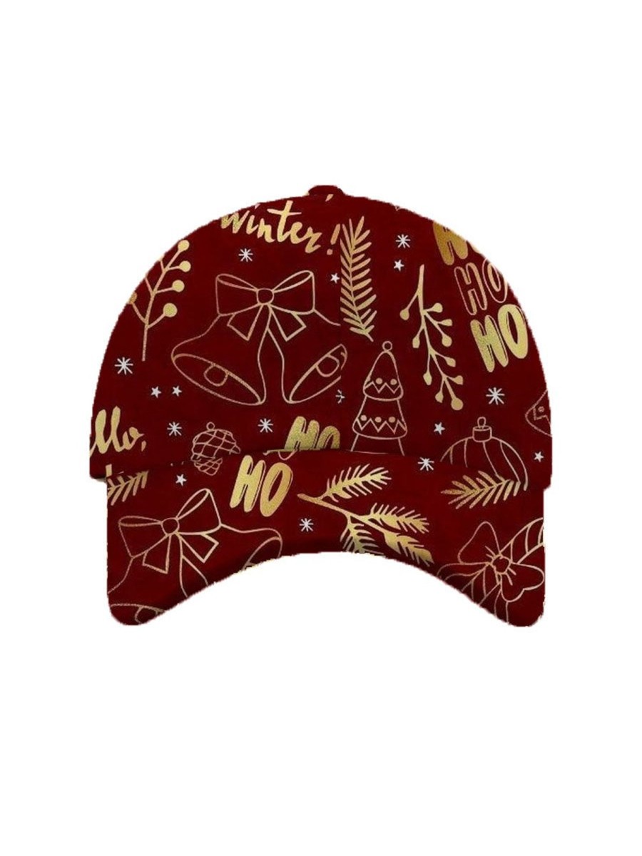 Accessories&Shoes DJ | Merry Christmas Print Unisex Adjustable Peaked Cap Red