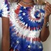 Women DJ | Round Neck Tie-Dye Flag Short Sleeve T-Shirt Photo Color