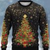 Men DJ Ugly Sweater | Christmas Tree Print Casual Crew Neck Sweatshirt Photo Color