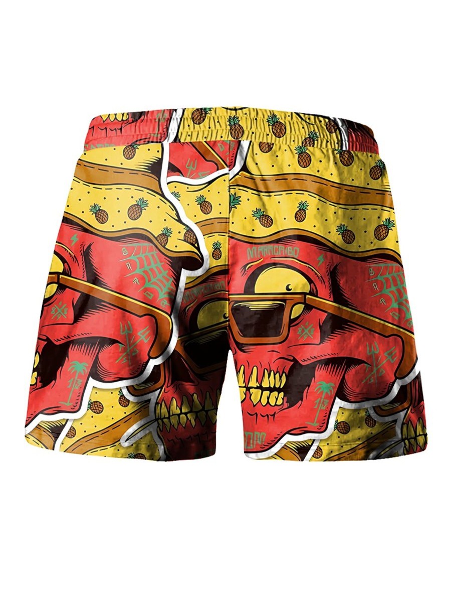 Men LJC Shorts | Sunglasses Skull Print Casual Shorts Photo Color