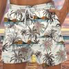 Men HLJ Shorts | Men'S Island Palms Hand Drawn Print Drawstring Board Shorts Apricot