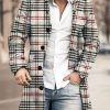 Men BXL Print Jacket | Men'S Casual Button Pocket Vintage Plaid Wool Coat Photo Color