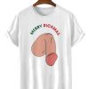 Men DJ T-Shirts | Fun Merry Cockstmas Printed Casual Crew Neck T-Shirt White