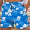 Men DJ Shorts | Coconut Tree Print Two-Pocket Shorts Blue